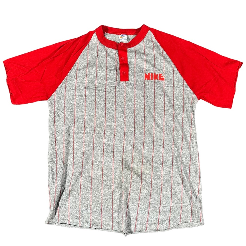 Vintage Nike 1980s Sportswear Tee Shirt Orange Swoosh Mens Short Sleeve Made USA